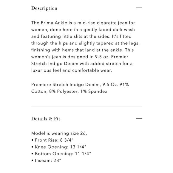 AG Adriano Goldshmied the prima cigarette leg mid rise jean 27 - Picture 15 of 15